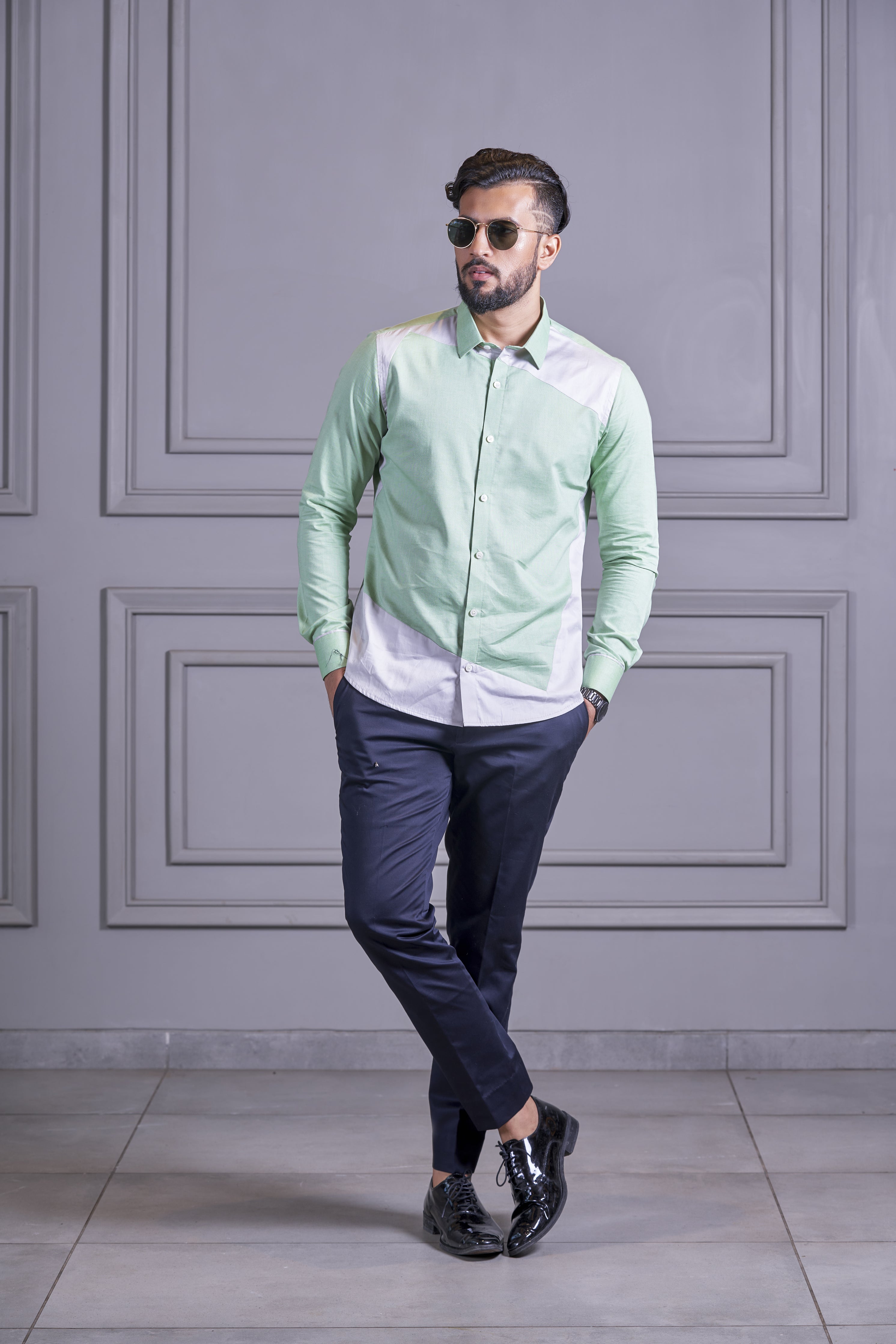 Dark Green Long Sleeve Shirt with White and Black Pants Outfits For Men (65  ideas & outfits) | Lookastic